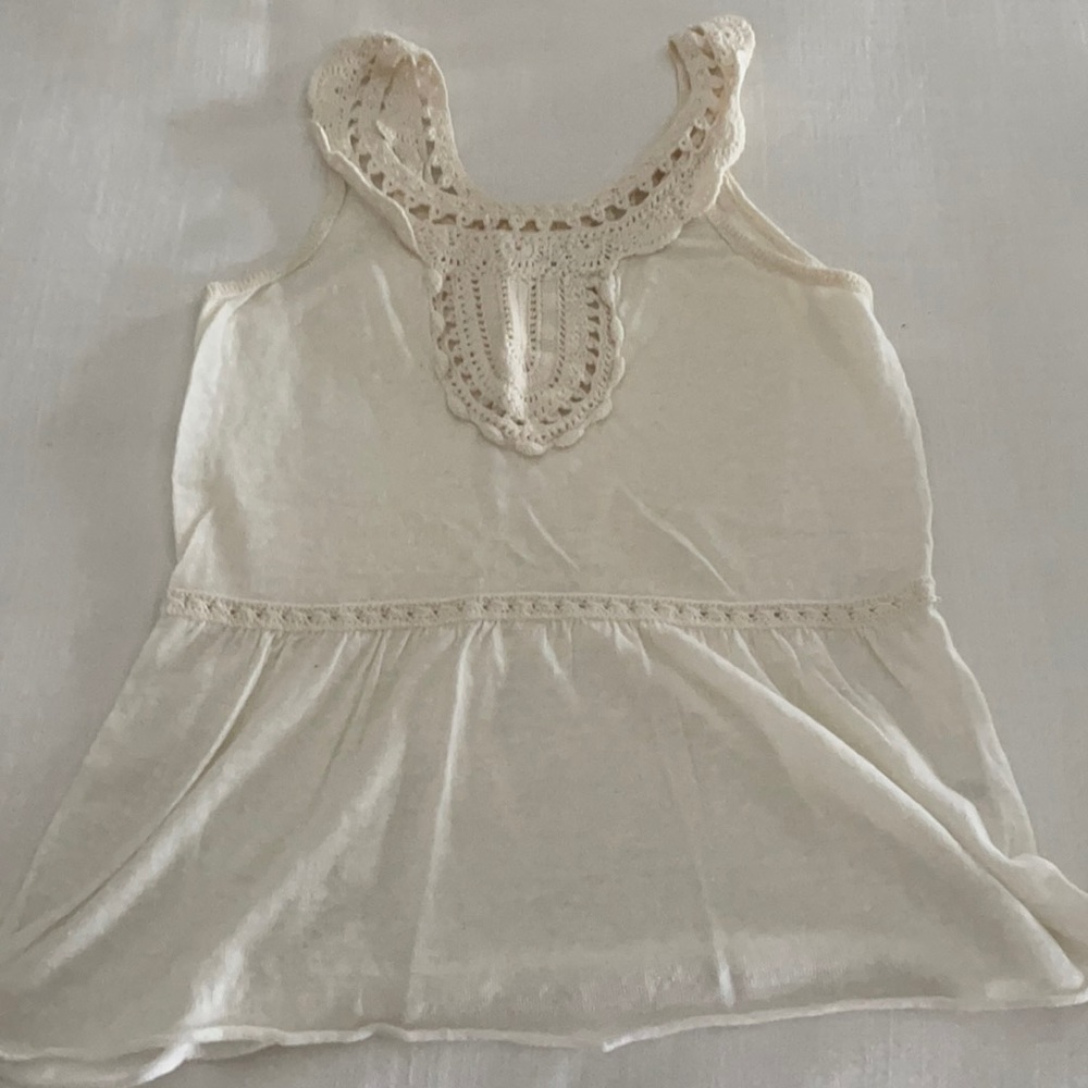 Light cream color sweater tank w/ crochet, XS